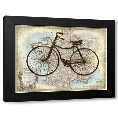 Bike France Black Modern Wood Framed Art Print with Double Matting by Wade, Amanda