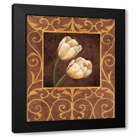 Ornamental Tulips Black Modern Wood Framed Art Print by Gonzales, Andres