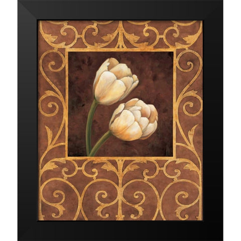 Ornamental Tulips Black Modern Wood Framed Art Print by Gonzales, Andres