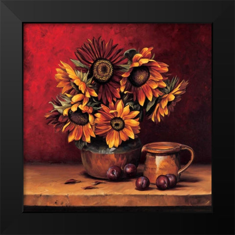 Sunflowers with Plums Black Modern Wood Framed Art Print by Gonzales, Andres
