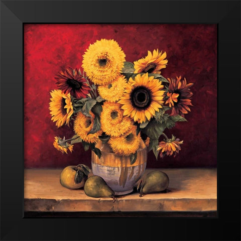 Sunflowers with Pears Black Modern Wood Framed Art Print by Gonzales, Andres