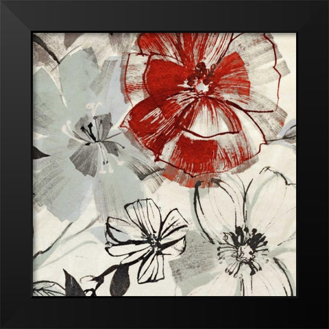 Red Gems II Black Modern Wood Framed Art Print by Inger, Astrid