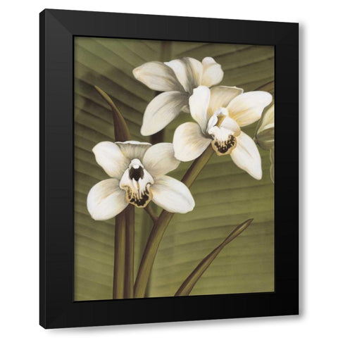 Orchid with Palm I Black Modern Wood Framed Art Print by Trivelli, Andrea