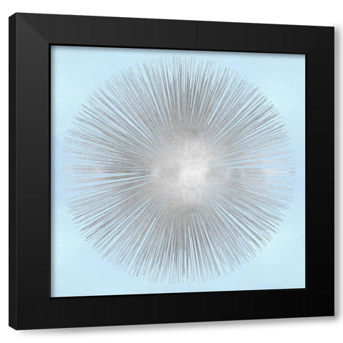 Sunburst Silver on Blue I Black Modern Wood Framed Art Print with Double Matting by Young, Abby