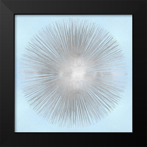 Sunburst Silver on Blue I Black Modern Wood Framed Art Print by Young, Abby