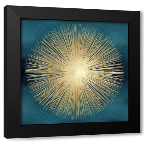 Sunburst Gold on Teal I Black Modern Wood Framed Art Print by Young, Abby