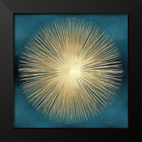 Sunburst Gold on Teal I Black Modern Wood Framed Art Print by Young, Abby