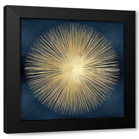 Sunburst Gold on Blue I Black Modern Wood Framed Art Print by Young, Abby