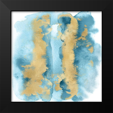 Aqua Mist with Gold I Black Modern Wood Framed Art Print by Riley, Bella