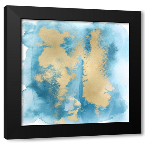 Aqua Mist with Gold II Black Modern Wood Framed Art Print with Double Matting by Riley, Bella