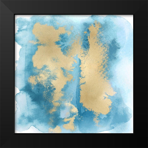 Aqua Mist with Gold II Black Modern Wood Framed Art Print by Riley, Bella