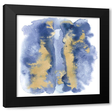 Blue Mist with Gold I Black Modern Wood Framed Art Print by Riley, Bella