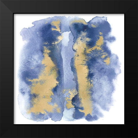 Blue Mist with Gold I Black Modern Wood Framed Art Print by Riley, Bella