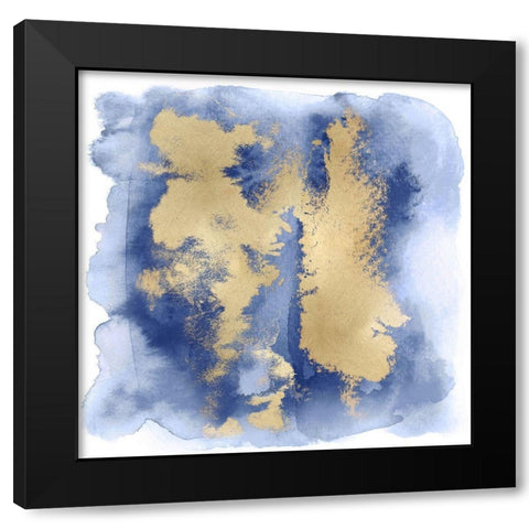 Blue Mist with Gold II Black Modern Wood Framed Art Print with Double Matting by Riley, Bella