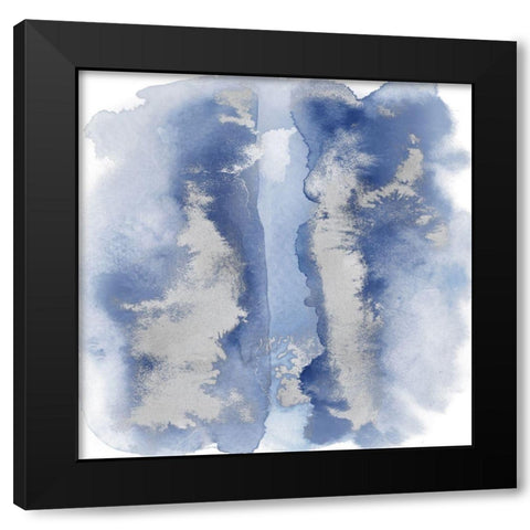 Blue Mist with Silver I Black Modern Wood Framed Art Print by Riley, Bella