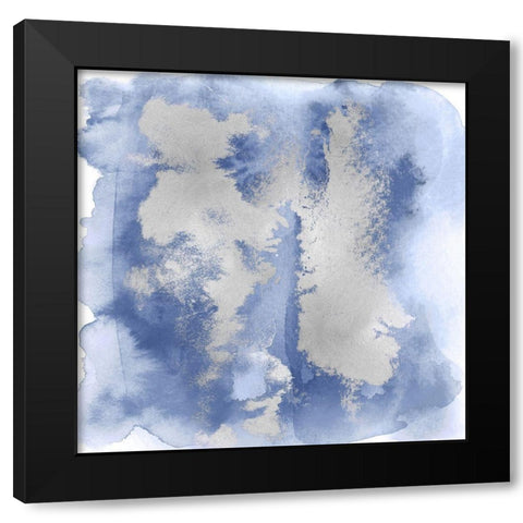 Blue Mist with Silver II Black Modern Wood Framed Art Print by Riley, Bella