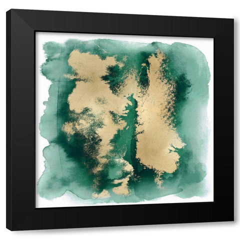 Emerald Mist with Gold II Black Modern Wood Framed Art Print with Double Matting by Riley, Bella