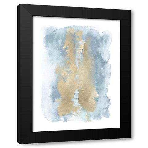 Soft Blue Mist With Gold II Black Modern Wood Framed Art Print by Riley, Bella