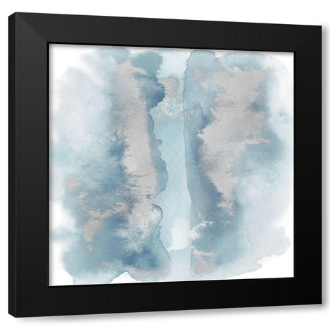 Soft Blue Mist With Silver I Black Modern Wood Framed Art Print by Riley, Bella