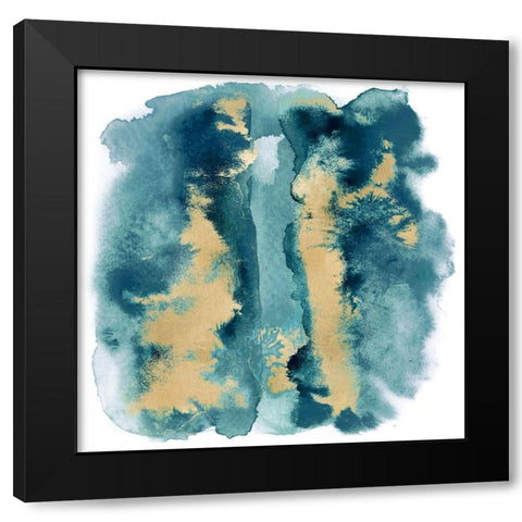 Teal Mist with Gold I Black Modern Wood Framed Art Print with Double Matting by Riley, Bella
