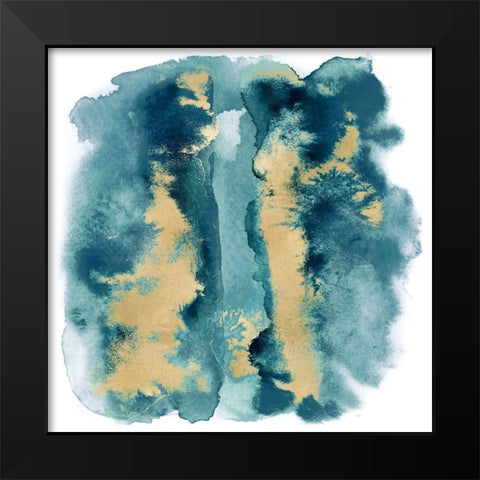 Teal Mist with Gold I Black Modern Wood Framed Art Print by Riley, Bella