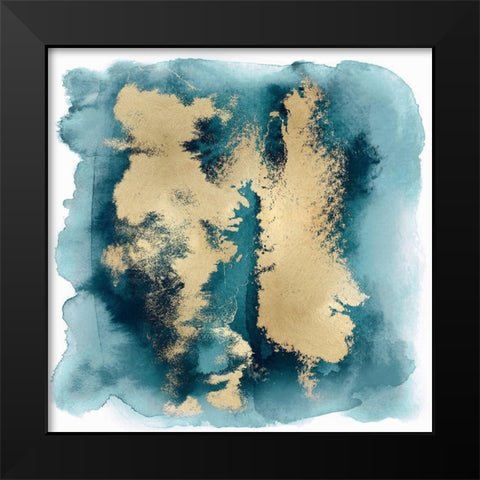 Teal Mist with Gold II Black Modern Wood Framed Art Print by Riley, Bella