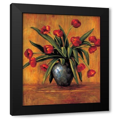Red Tulips Black Modern Wood Framed Art Print by Francis, Brian