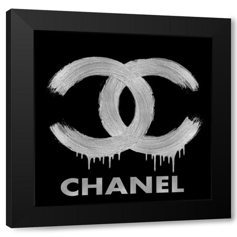 Fashion Logo Silver on Black Black Modern Wood Framed Art Print with Double Matting by Blake, Madeline