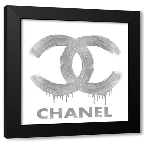 Fashion Logo Silver on White Black Modern Wood Framed Art Print with Double Matting by Blake, Madeline