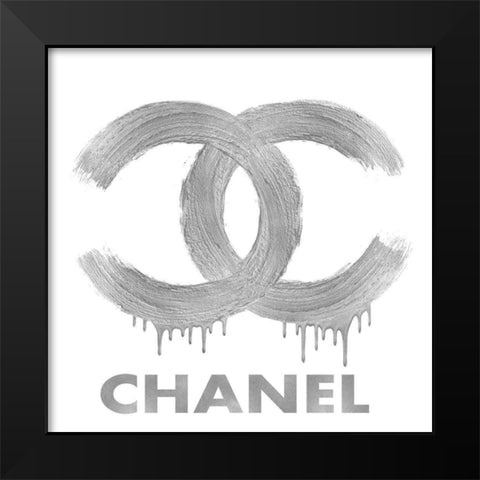 Fashion Logo Silver on White Black Modern Wood Framed Art Print by Blake, Madeline
