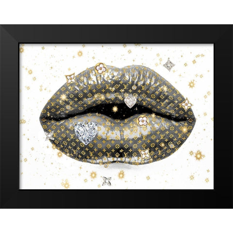 Luxury Lips Gray Black Modern Wood Framed Art Print by Blake, Madeline