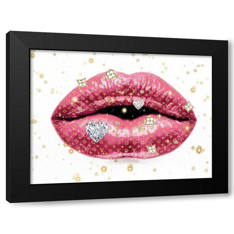 Luxury Lips Pink Black Modern Wood Framed Art Print with Double Matting by Blake, Madeline