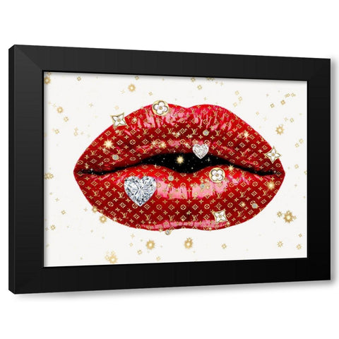 Luxury Lips Red Black Modern Wood Framed Art Print by Blake, Madeline