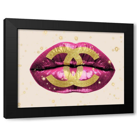 Fashion Lips Pink I Black Modern Wood Framed Art Print with Double Matting by Blake, Madeline