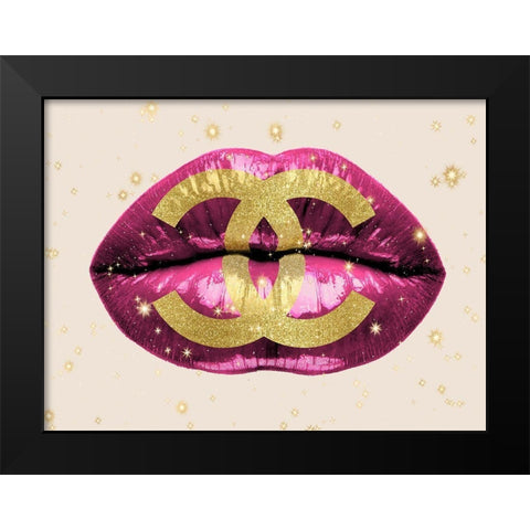 Fashion Lips Pink I Black Modern Wood Framed Art Print by Blake, Madeline