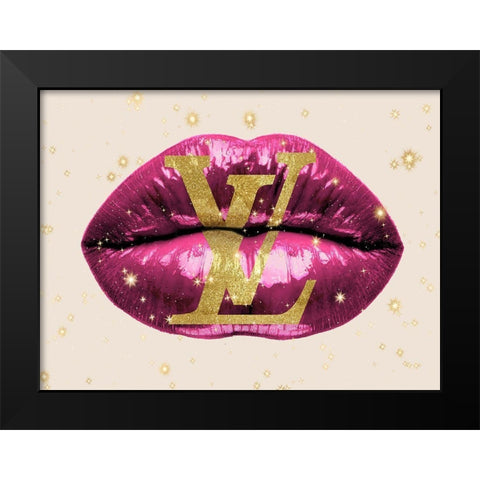 Fashion Lips Pink II Black Modern Wood Framed Art Print by Blake, Madeline