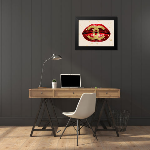 Fashion Lips Red I Black Modern Wood Framed Art Print by Blake, Madeline