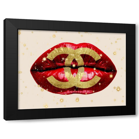 Fashion Lips Red I Black Modern Wood Framed Art Print by Blake, Madeline
