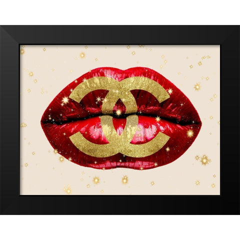 Fashion Lips Red I Black Modern Wood Framed Art Print by Blake, Madeline