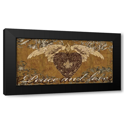 Peace and Love Black Modern Wood Framed Art Print with Double Matting by Glover, Brandon