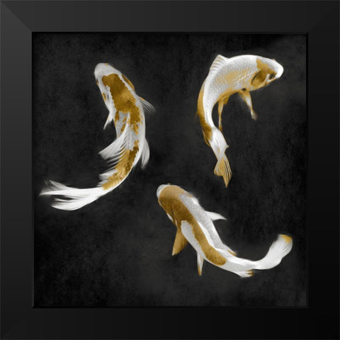 Koi Gold on Black I Black Modern Wood Framed Art Print by Blake, Madeline