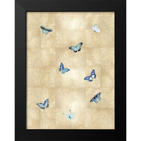 Butterflies Blue on Gold I Black Modern Wood Framed Art Print by Blake, Madeline