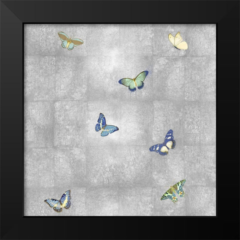 Butterflies on Silver II Black Modern Wood Framed Art Print by Blake, Madeline