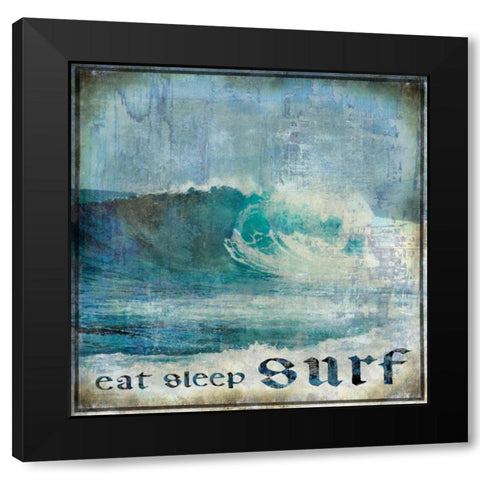 Eat Sleep Surf Black Modern Wood Framed Art Print with Double Matting by Carter, Charlie