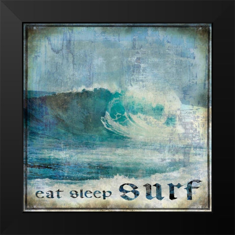 Eat Sleep Surf Black Modern Wood Framed Art Print by Carter, Charlie