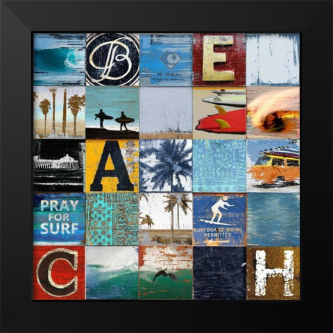 Beach Town Black Modern Wood Framed Art Print by Carter, Charlie