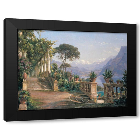 Lodge on Lake Como Black Modern Wood Framed Art Print with Double Matting by Aagaard, Carl Frederic