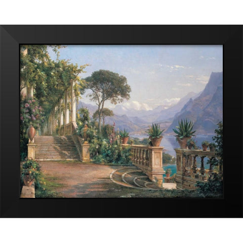 Lodge on Lake Como Black Modern Wood Framed Art Print by Aagaard, Carl Frederic