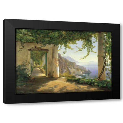 View to the Amalfi Coast Black Modern Wood Framed Art Print by Aagaard, Carl Frederic