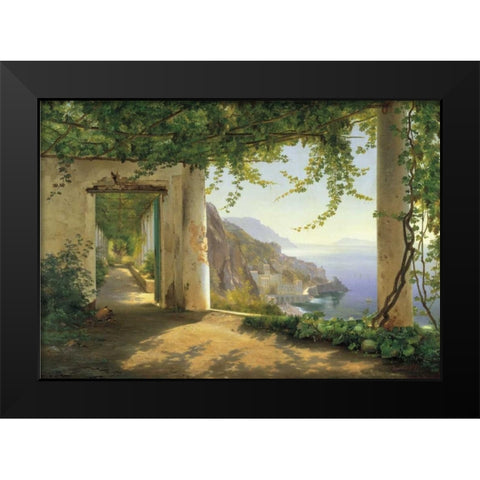 View to the Amalfi Coast Black Modern Wood Framed Art Print by Aagaard, Carl Frederic
